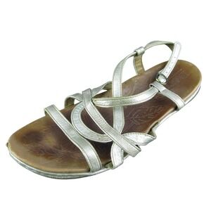 Born  Women Strappy Sandal Shoes Silver Leather Size 8 Medium